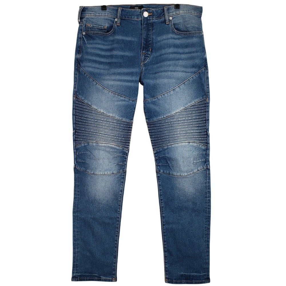 True Religion Rocco Moto Jeans Mens 36 Blue Relaxed Skinny Biker Streetwear
